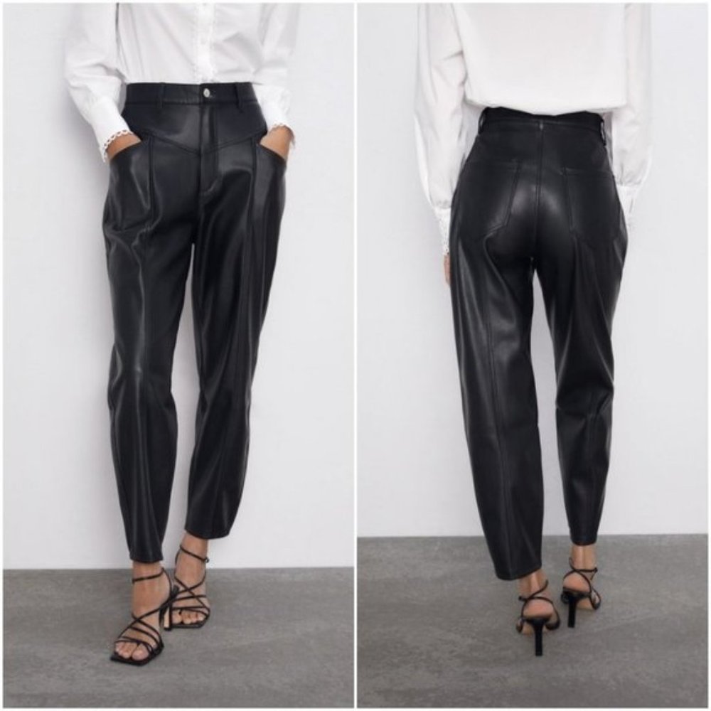 ZARA Faux Leather 80s Corsy Pants - NWT
